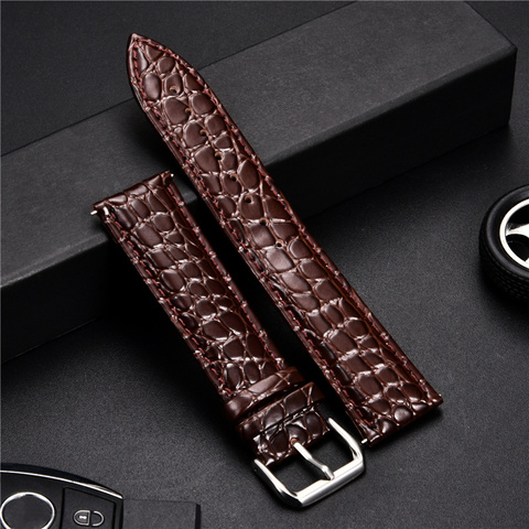 Bracelet de montre en cuir souple pour hommes, Design peau de Crocodile, 16mm 18mm 20mm 22mm 24mm ► Photo 1/6