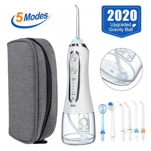 Irrigateur Oral 5 Modes Portable 300ml dentaire eau Flosser Jet USB Rechargeable irrigateur dentaire fil dentaire conseils dents nettoyant ► Photo 1/6