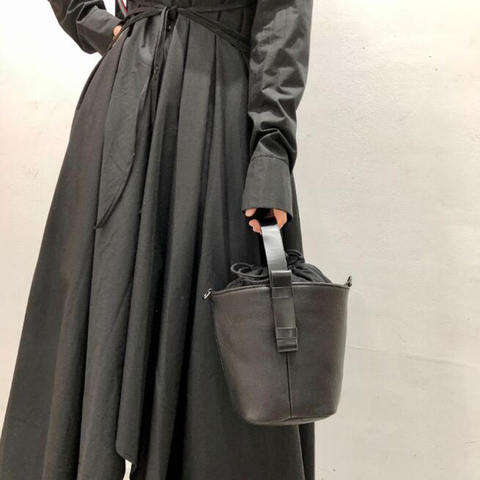 Sac à bandoulière en cuir véritable noir pour femmes, sac de styliste en peau de mouton souple, seau de Shopping, fourre-tout ► Photo 1/6