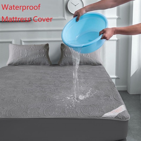 Super imperméable à l'eau matelassé housse de matelas perméable à l'air lit protecteur housse de protection reine surmatelas ne comprenant pas la taie d'oreiller ► Photo 1/6