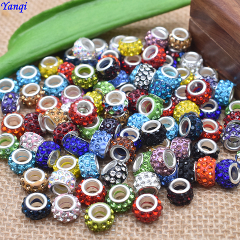 Yanqi – perles rondes en verre pour fabrication de bijoux, 20 pièces/lot, grand trou, en cristal, entretoise, pour bricolage, fabrication de bracelets et de colliers, Murano ► Photo 1/3