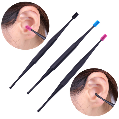 1PC doux Silicone Earpick Double tête Earpick oreille cire Curette décapant oreille nettoyant cuillère oreille propre outil spirale conception ► Photo 1/6