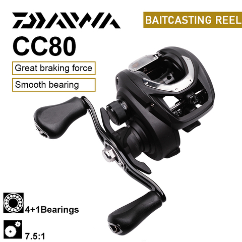 DAIWA – moulinet de pêche Baitcasting CC80, avec bobine métallique, Ratio d'engrenage 4 + 1BB, frein à friction Max de 7kg, CC80HS/CC80HSL, 7.5:1 ► Photo 1/6