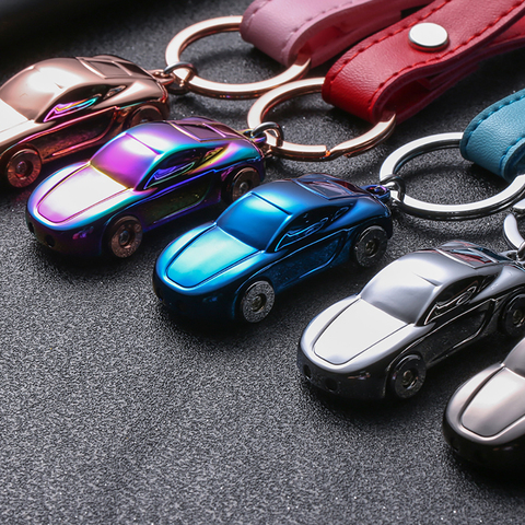 Jobon-porte-clés personnalisé avec LED lumières, cadeau pour voiture, porte-câble en cuir, pendentif en alliage de Zinc ► Photo 1/6