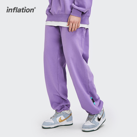 INFLATION couleur unie pantalons de survêtement hommes femme Streetwear taille élastique lâche Hip Hop pantalons de survêtement avec poche hommes Joggers ► Photo 1/6