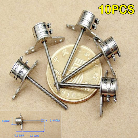 10 pièces Nidec 6mm moteur pas à pas 2 phases 4 fils Micro Mini petit pas à pas 17mm Long arbre linéaire vis bricolage objectif d'appareil photo numérique ► Photo 1/6