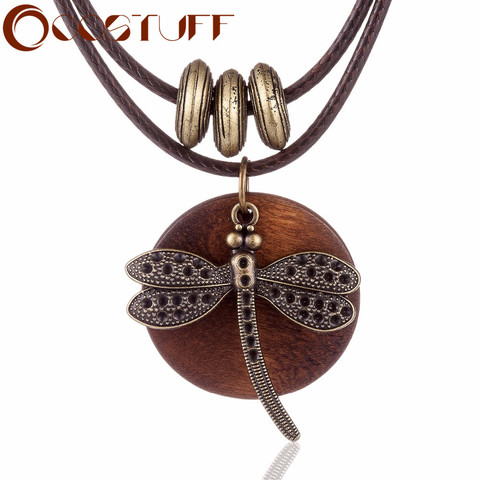 Fashion Choker Woman Necklaces vintage Jewelry Dragonfly Wooden pendant Long necklace for women collares mujer kolye ► Photo 1/6