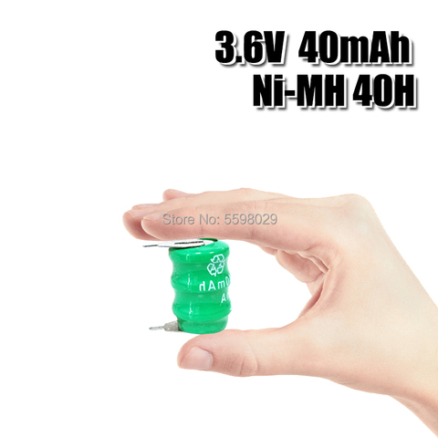 Batterie Lithium-polymère Rechargeable, 40mAh, 3.6V, Ni-MH, avec broches à souder ► Photo 1/6