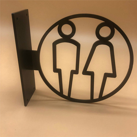 Signe de toilette 3D à montage latéral | Autocollant de porte, panneau de porte pour hommes et femmes, pour toilettes, Plaque acrylique créative Guide ► Photo 1/6