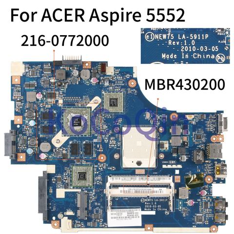 KoCoQin – carte mère pour ordinateur portable, pour ACER Aspire 5552, MBR430200, NEW75, LA-5911P, 216, 0772000 ► Photo 1/5