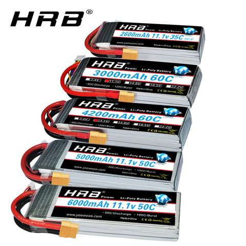 HRB – Batterie lipo RC 3S 11,1 V, pour voitures RC, 5000 mAh, 6000 mAh, 2600 mAh, 3000 mAh, 3300 mAh, 1800 mAh, avec prise deans ► Photo 1/6