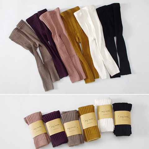 Leggings en coton pour filles et garçons, collants chauds d'hiver, solides et décontractés, pour bébés et tout-petits, 0-5T ► Photo 1/6