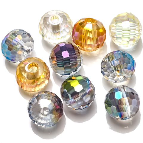 ZHUBI AAA 96 boule à facettes perle 14mm 10 pièces breloques placage perles de verre fabrication de bijoux bricolage cristal artisanat perles pour la décoration ► Photo 1/6