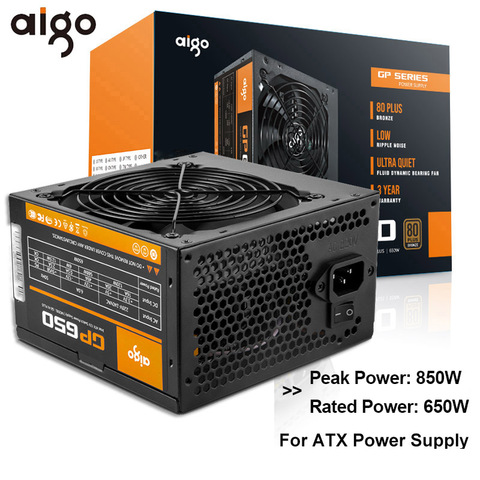 Aigo Alimentation PC 650W 80PLUS PSU Certifié Source D'alimentation Alimentation PC Gaming Max 850W Pour Ordinateur 12V 120mm Ventilateur De Refroidissement ► Photo 1/6