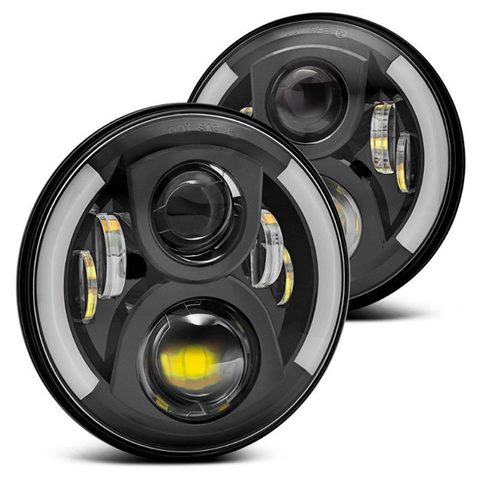 2 pièces/1 paire de feux universels 7 ''phare Led H4 feux de croisement et de route pour voitures rondes pour Jeep Lada Niva 4x4 ► Photo 1/6