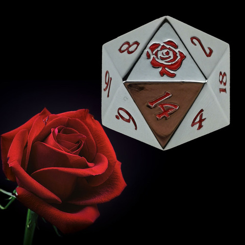 Rollooo – dés à 20 faces en métal, Rose/arc-en-ciel, avec Logo personnalisé d20, pour jeux RPG DND MTG ► Photo 1/6