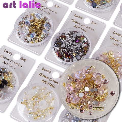 1 boîte assortiment de strass 3D Nail Art décoration cristal gemme bijoux pierres brillantes charme verre manucure accessoires ► Photo 1/6