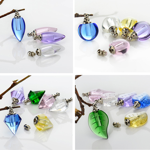 Pendentifs de flacons de riz en cristal, 10 pièces, breloques de bouteille de parfum Miniature, bouchon à vis, collier, breloques de riz à faire soi-même, nom sur l'art du riz ► Photo 1/6