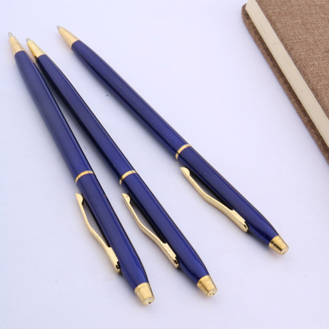 Stylo à bille de bureau en métal, design classique, bleu marine, pointe 0.7, stylo à encre pour Signature ► Photo 1/4