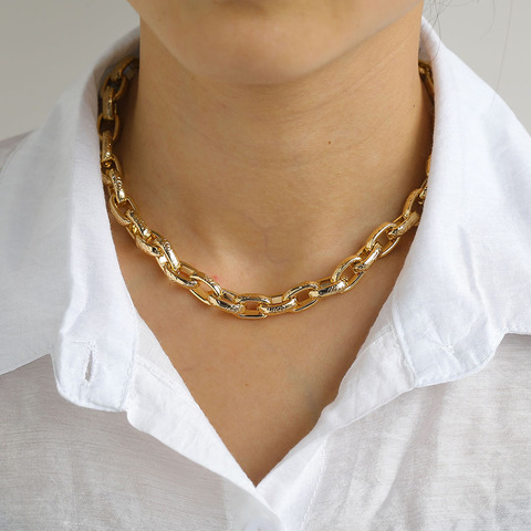 IPARAM Punk métal lourd grande chaîne épaisse collier ras du cou femmes Goth mode bijoux géométrie Chocker collier Femme accessoires ► Photo 1/6