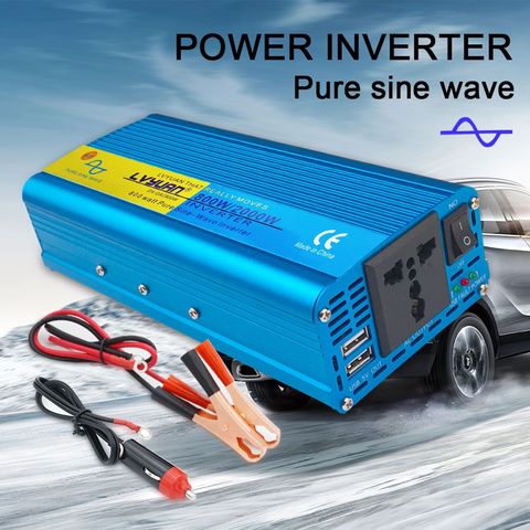 600W/1200W pur onduleur à onde sinusoïdale cc 12V/24V à ca 220V-240V 50Hz/60Hz convertisseur de tension prise ue voiture allume-cigare prise ► Photo 1/6