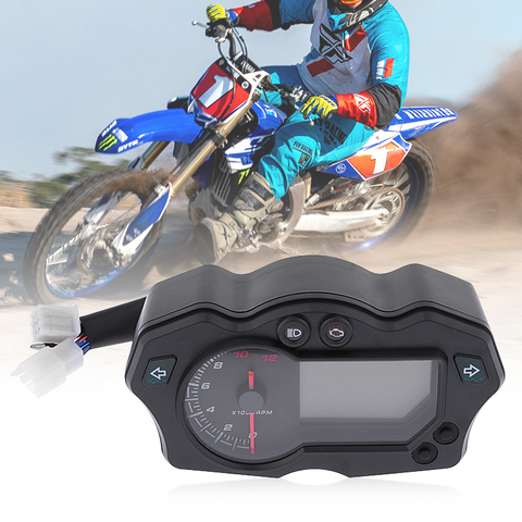 Compteur de vitesse LCD numérique pour moto, 12000RPM, odomètre, tachymètre, jauge universelle pour ATV Quad, 7 couleurs ► Photo 1/6