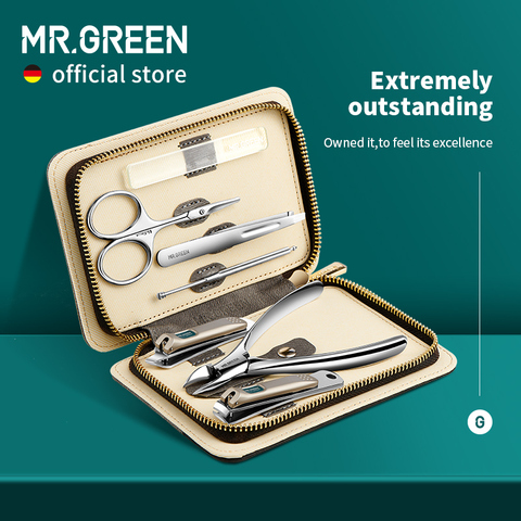 MR.GREEN-ensemble de manucure avec contraste de couleurs, outils de coupe-ongles et coupe-ongles, étui de voyage pour pédicure en acier inoxydable pour hommes et femmes ► Photo 1/4