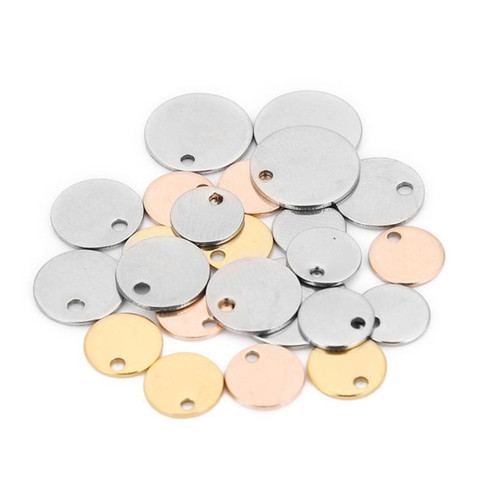 20 pcs/lot en acier inoxydable breloques pendentif rond estampage blanc estampage chien étiquette breloques pour collier bricolage fabrication de bijoux en gros ► Photo 1/6