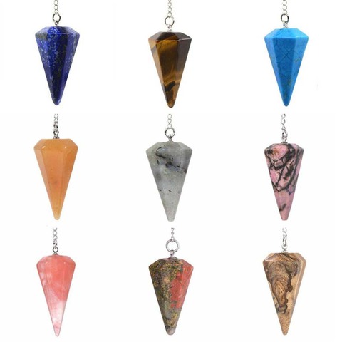 KFT naturel guérison cristal Quartz hexagone pyramide Chakra Reiki pierres perles chaîne pendule pierre pendentif amulette bijoux ► Photo 1/6