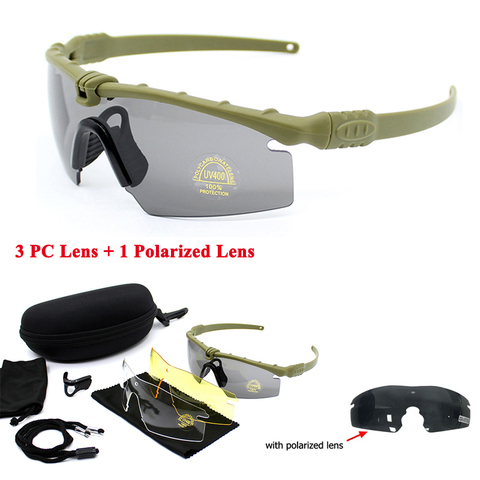 Lunettes de tactique polarisées, Sport, Protection solaire UV400, verres de Camping, accessoire militaire, 4 lentilles ► Photo 1/6