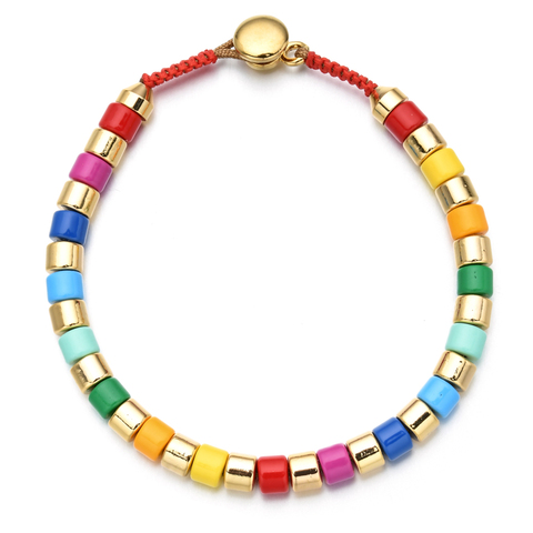 ZMZY – Bracelet en émail multicolore pour femme, élastique, arc-en-ciel, perles empilables, cadeau pour amie ► Photo 1/6