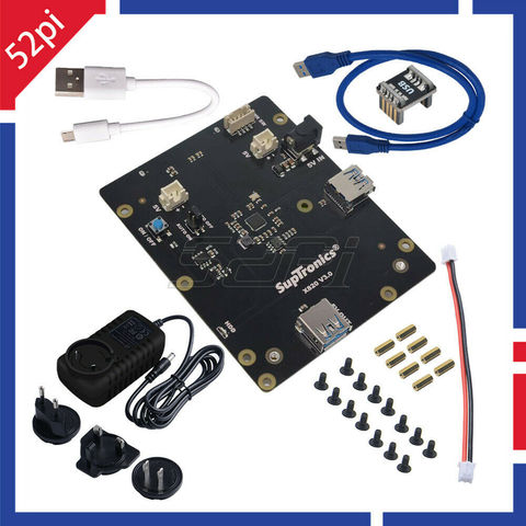 Carte d'extension de stockage X820 V3.0 2.5 pouces SATA HDD/SSD avec adaptateur d'alimentation DC 5V 4A pour Raspberry Pi 3 B + (Plus)/3 B ► Photo 1/6