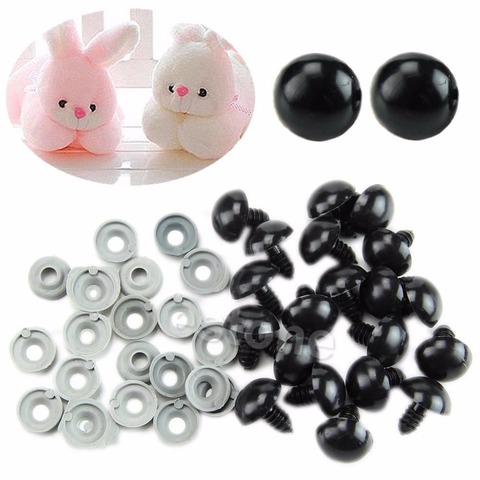 20 pièces 6-20mm yeux de sécurité en plastique noir pour ours en peluche/poupées/jouet Animal/feutrage ► Photo 1/5