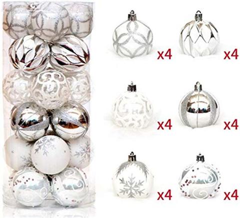 Boules de noël blanches, 24 pièces, ornements d'arbre de noël, à suspendre, pour vacances, mariage, décor de noël ► Photo 1/6