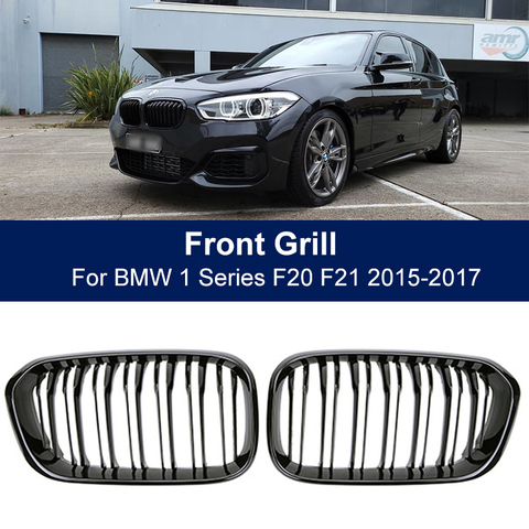 Grille de course de rein de Grilles de pare-chocs avant de voiture pour BMW série 1 F20 F21 LCI 120i 2015 2016 2017 Double Grille de remplacement de latte ► Photo 1/6