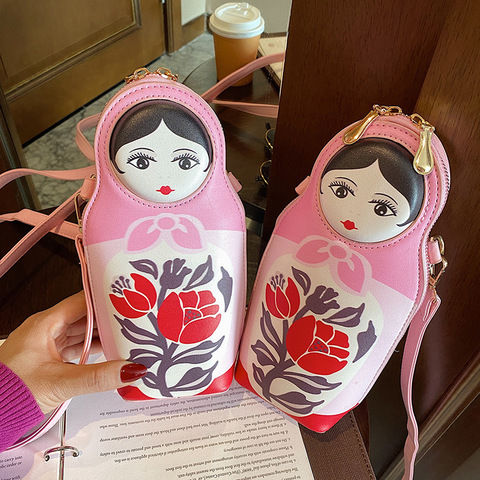 Matrioshka – sac à bandoulière en cuir PU pour femmes, sacoche imprimée créative, nouvelle mode, pour téléphone et bourse ► Photo 1/6