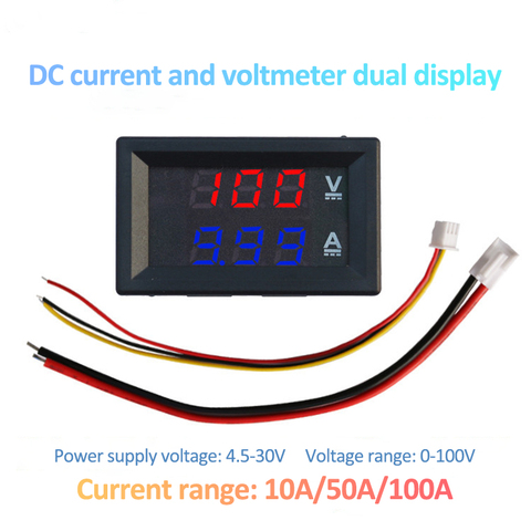Mini voltmètre numérique ampèremètre cc 0-100V 10A 50A 100A ampèremètre tension testeur de détecteur de courant 0.28 