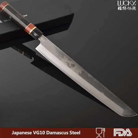 Couteau de cuisine japonais Sashimi pour Sushi, 12 pouces vg10, fourreau en acier damas, Chef japonais, couteaux à fileter le poisson au saumon 4.1G + ► Photo 1/6