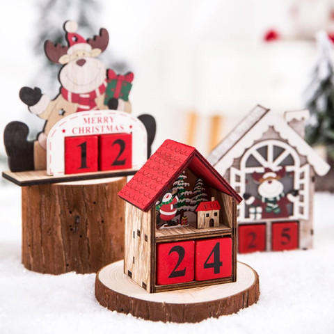 Calendrier de noël en bois père noël poupées Elf décor joyeux noël décorations pour la maison noël noël ornements 2022 Navidad 2022 ► Photo 1/6