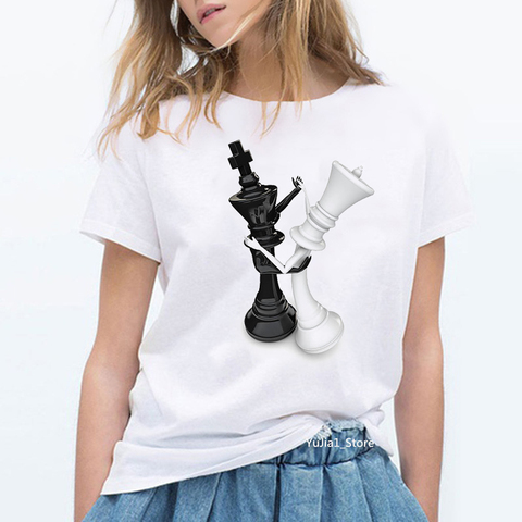 T-shirt femme, streetwear, personnalisé, amusant, avec impression de danse et d'échecs, cadeau d'anniversaire pour amis, punk ► Photo 1/6