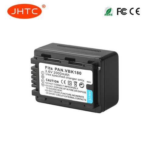 Batterie de caméra VW VBK180, pour Panasonic HC-V700MGK HC-V10GK HC-V100GK HC-V100MGK HC-V500GK HC-V500MGK VW-VBK180 2000mAh ► Photo 1/6