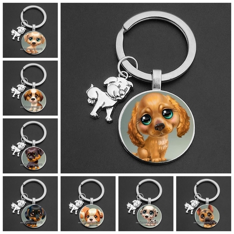 Nouveau mignon chiot chien jouant porte-clés amour chien meilleur ami pendentif mode porte-clés cadeau d'anniversaire ► Photo 1/6