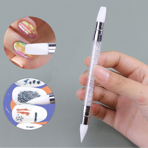 Stylo de Sculpture en Silicone à double extrémité pour Nail Art, outil de manucure en acrylique, strass à paillettes, 1 pièce ► Photo 1/6