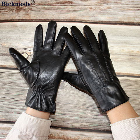 Gants en peau de mouton pour hommes, doublure fine en rayon, en cuir, pour voyage en plein air, locomotive, conduite, printemps et automne ► Photo 1/6