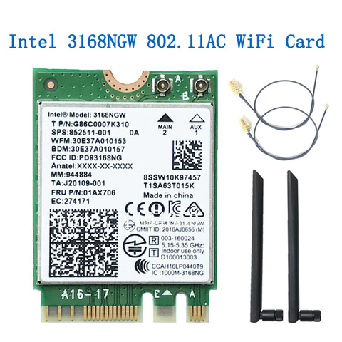 Carte réseau sans fil intel 3168 AC, double bande, 600 mbps, récepteur, 3168ngw ngff m.2 802.11ac, wi-fi, bluetooth 4.2 ► Photo 1/3