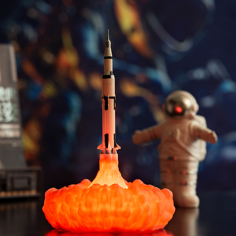 Lampe led imprimée en 3D représentant Saturn V, Rechargeable, Apollo 5, luminaire décoratif d'intérieur, idéal pour les passionnés de l'espace, nouveau modèle de 2022, drop shipping ► Photo 1/6