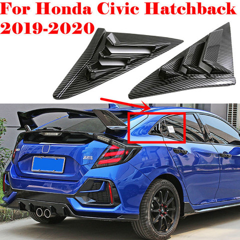 Persiennes latérales de fenêtre arrière en Fiber de carbone, ABS, noir, pour Honda Civic Type R, pour hayon, 2022, 2022 ► Photo 1/6