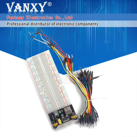 Planche à pain PCB sans soudure MB102 830 points, avec 65 câbles de saut et kit de démarrage électrique, 1 pièce, nouveau ► Photo 1/6