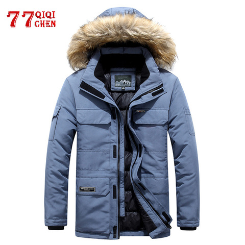 Hommes veste d'hiver chaud épais coton multi-poche à capuche veste mâle décontracté fourrure garniture manteau hommes doudoune manteau grande taille M-6XL ► Photo 1/6