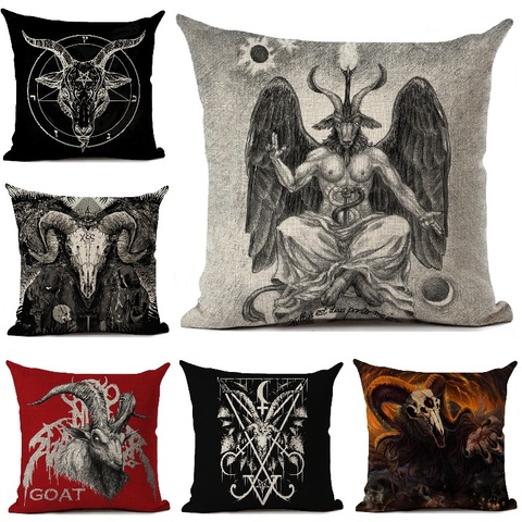 Housse de coussin diable Satan, motif horrifiant, coussin de canapé, salon Halloween, taie d'oreiller décorative, 45x45cm ► Photo 1/6